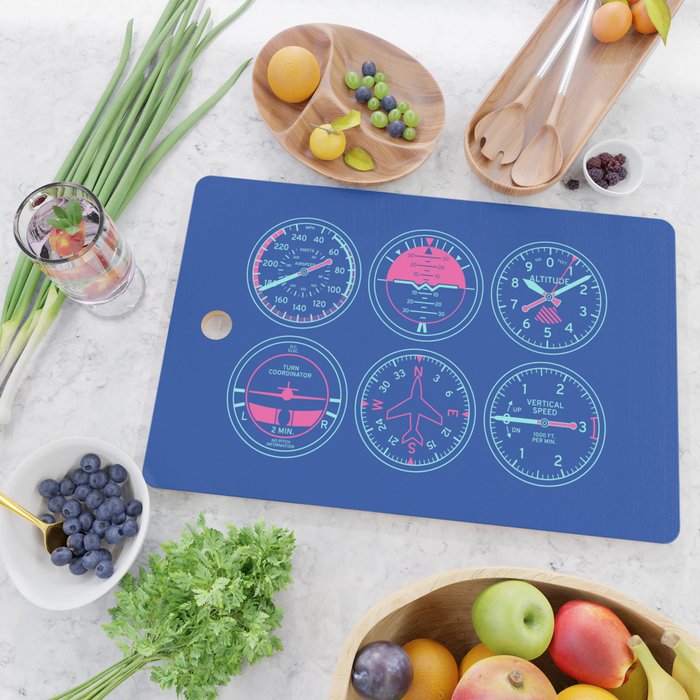 Aircraft Flight Instruments - 6 Pack Blue Cutting Board Gallery Image 2