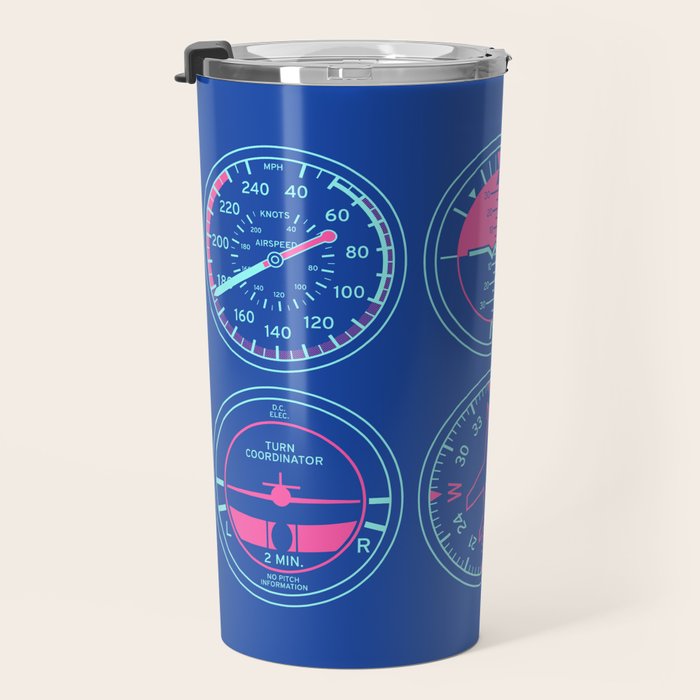Aircraft Flight Instruments - 6 Pack Blue Travel Mug Gallery Image 3