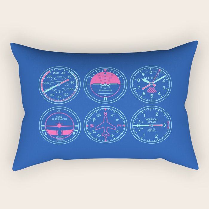 Aircraft Flight Instruments - 6 Pack Blue Rectangular Pillow Gallery Image 1