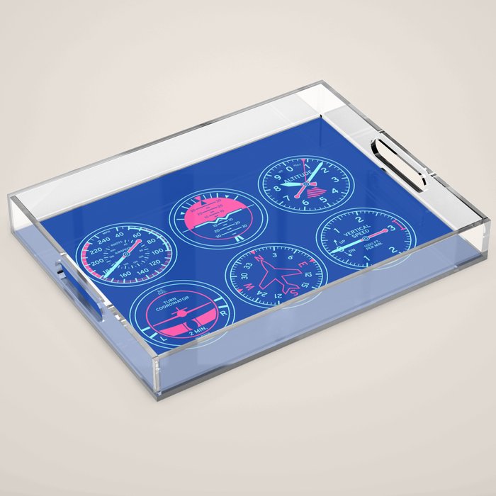 Aircraft Flight Instruments - 6 Pack Blue Acrylic Tray Gallery Image 1