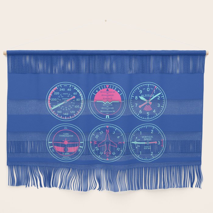 Aircraft Flight Instruments - 6 Pack Blue Wall Hanging Gallery Image 1