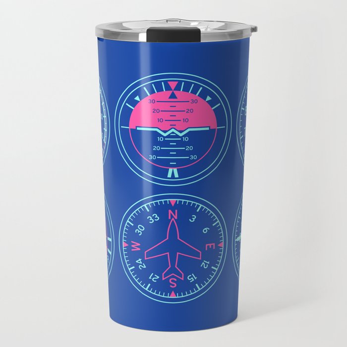 Aircraft Flight Instruments - 6 Pack Blue Travel Mug Gallery Image 1