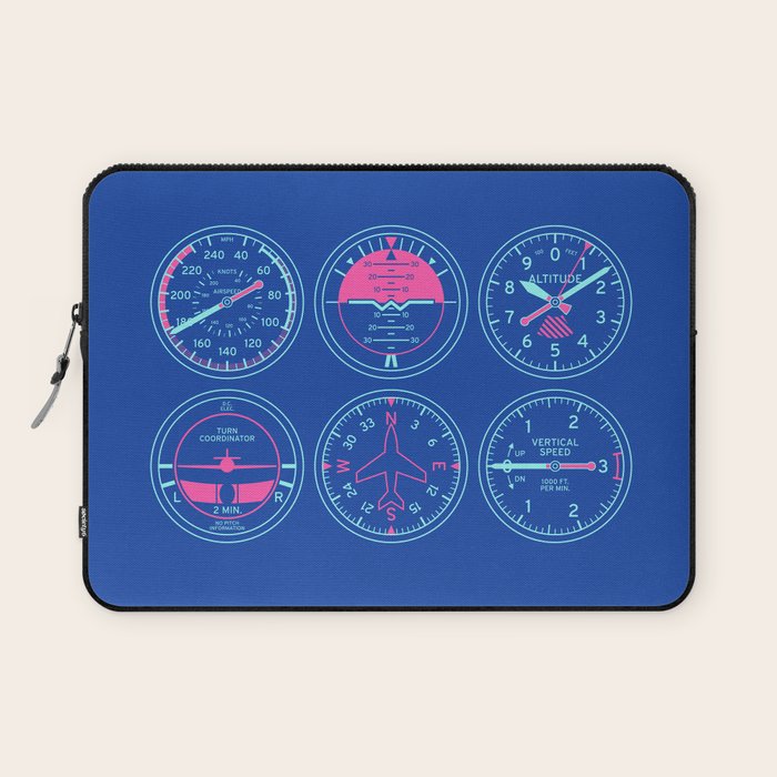 Aircraft Flight Instruments - 6 Pack Blue Laptop Sleeve Gallery Image 1