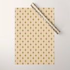 Mid Century Modern Stars and Dots Pattern in Mid Mod Olive Green and Beige Wrapping Paper Gallery Image 1