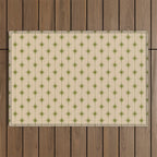 Mid Century Modern Stars and Dots Pattern in Mid Mod Olive Green and Beige Outdoor Rug Gallery Image 1