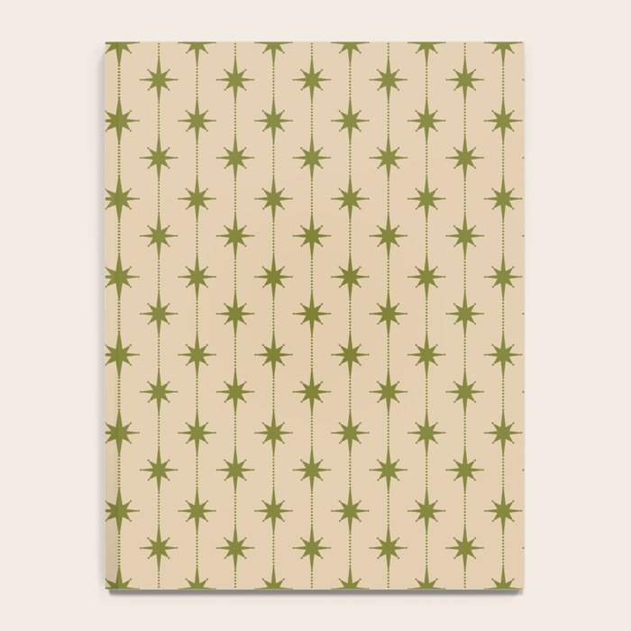 Mid Century Modern Stars and Dots Pattern in Mid Mod Olive Green and Beige Notebook Gallery Image 4