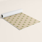Mid Century Modern Stars and Dots Pattern in Mid Mod Olive Green and Beige Yoga Mat Gallery Image 2