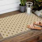 Mid Century Modern Stars and Dots Pattern in Mid Mod Olive Green and Beige Outdoor Rug Gallery Image 2