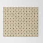 Mid Century Modern Stars and Dots Pattern in Mid Mod Olive Green and Beige Throw Blanket Gallery Image 2