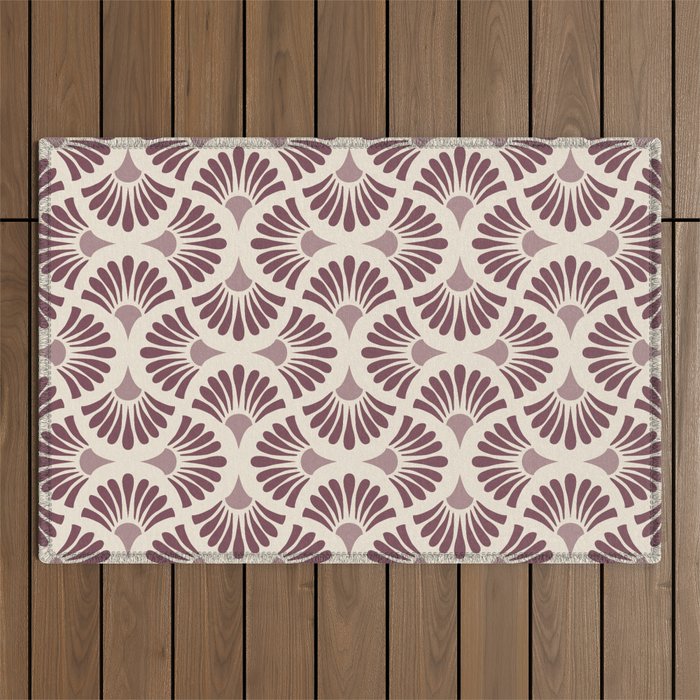 Vintage Fan Shell Pattern Outdoor Rug Gallery Image 1