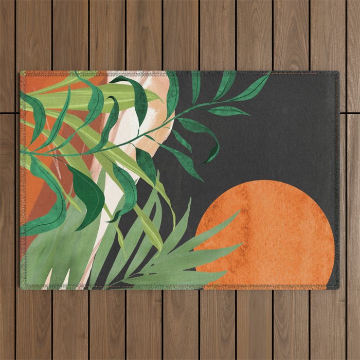 Abstract Art Tropical Garden 18 Outdoor Rug Gallery Image 1