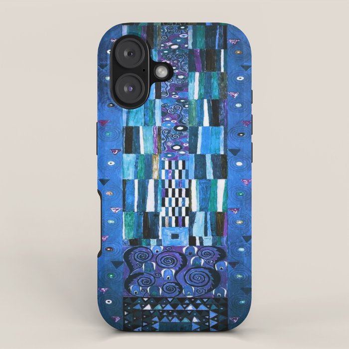 Gustav Klimt Stoclet Frieze, Blue iPhone Case Gallery Image 1