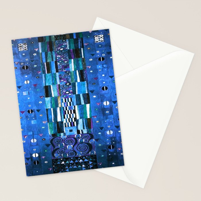 Gustav Klimt Stoclet Frieze, Blue Stationery Card Gallery Image 2