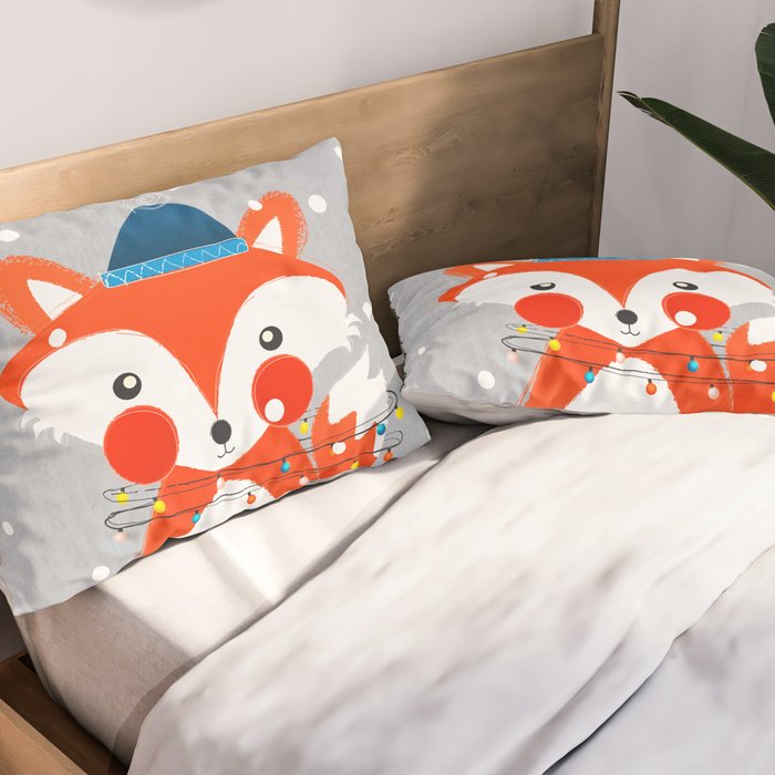 Christmas Fox with fairy lights Pillow Sham Gallery Image 2