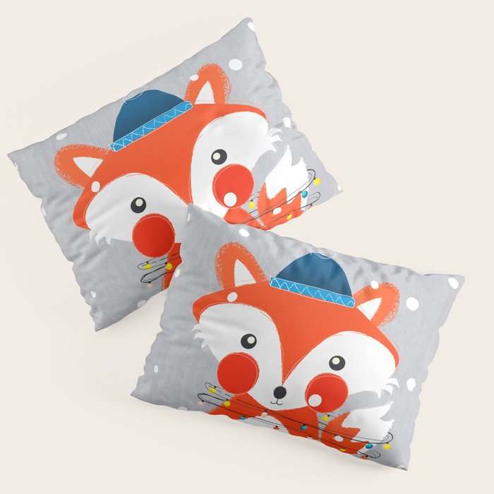 Christmas Fox with fairy lights Pillow Sham Gallery Image 3