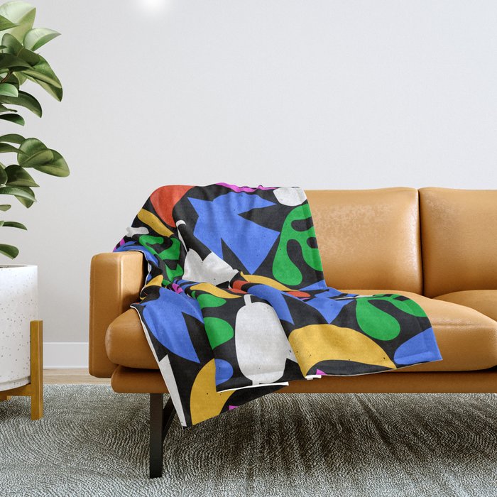 Colorful abstract organic shape art pattern  Throw Blanket Gallery Image 1