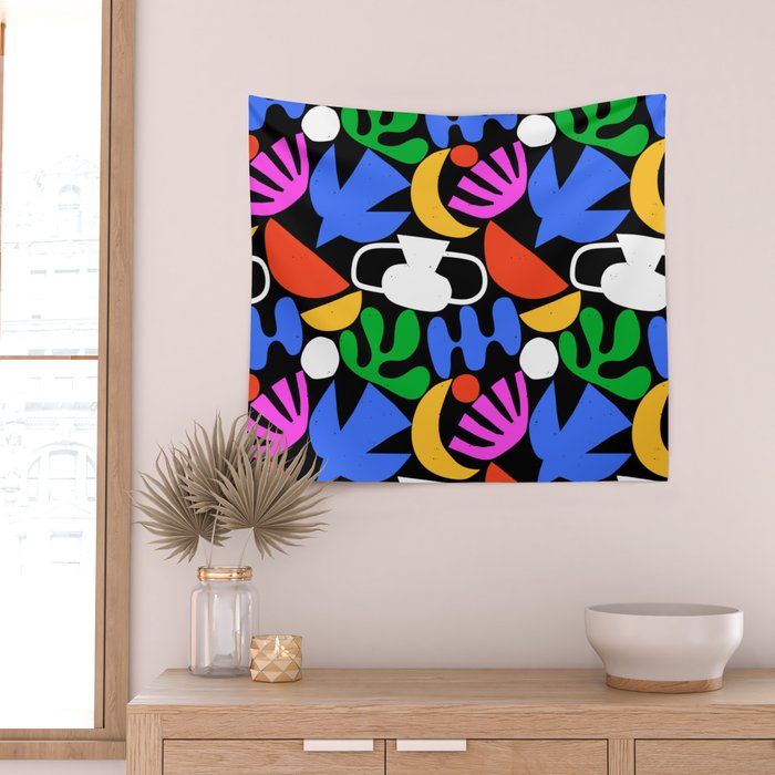 Colorful abstract organic shape art pattern  Wall Tapestry Gallery Image 2