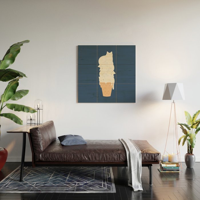 Cat ice cream 2024 Wood Wall Art Gallery Image 2