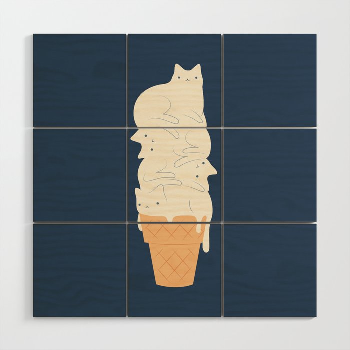 Cat ice cream 2024 Wood Wall Art Gallery Image 1