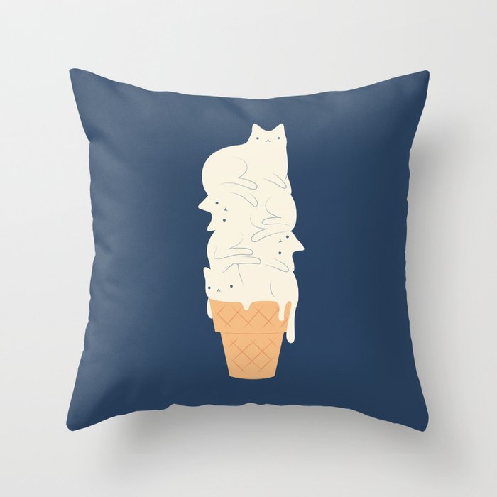 Cat ice cream 2024 Throw Pillow Gallery Image 1