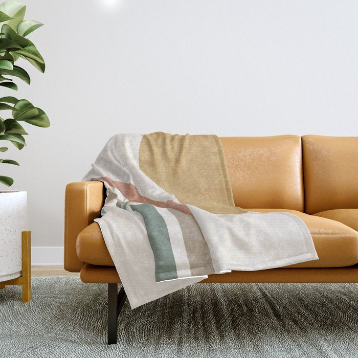 Mid Century Colorful Sun and Rainbow Throw Blanket Gallery Image 1