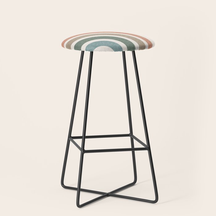 Mid Century Colorful Sun and Rainbow Stool Gallery Image 1