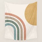 Mid Century Colorful Sun and Rainbow Wall Tapestry Gallery Image 4