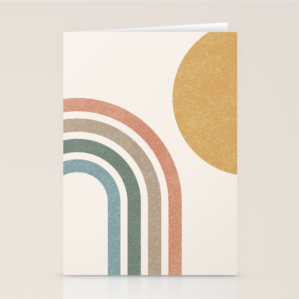 Mid Century Colorful Sun and Rainbow Stationery Card Gallery Image 2