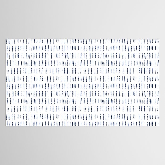 Blue indigo stripes over white shibori tie dye pattern Tablecloth Gallery Image 2