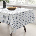 Blue indigo stripes over white shibori tie dye pattern Tablecloth Gallery Image 3