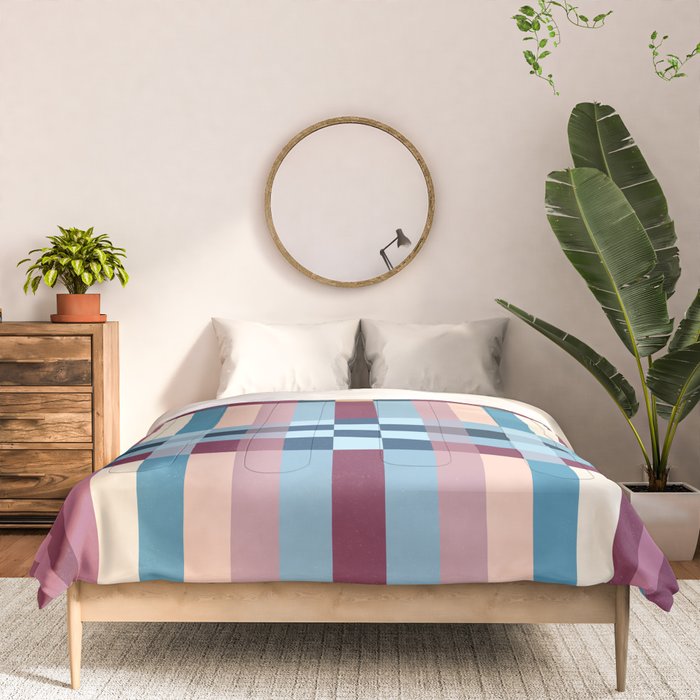 Woven Checks and Stripes Blue Burgundy Comforter Gallery Image 3