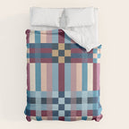 Woven Checks and Stripes Blue Burgundy Duvet Cover Gallery Image 6