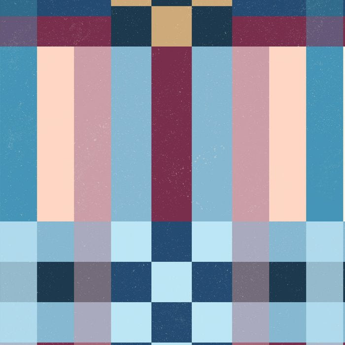 Woven Checks and Stripes Blue Burgundy Coffee Mug Gallery Image 2