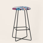 Woven Checks and Stripes Blue Burgundy Stool Gallery Image 1