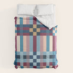 Woven Checks and Stripes Blue Burgundy Comforter Gallery Image 6