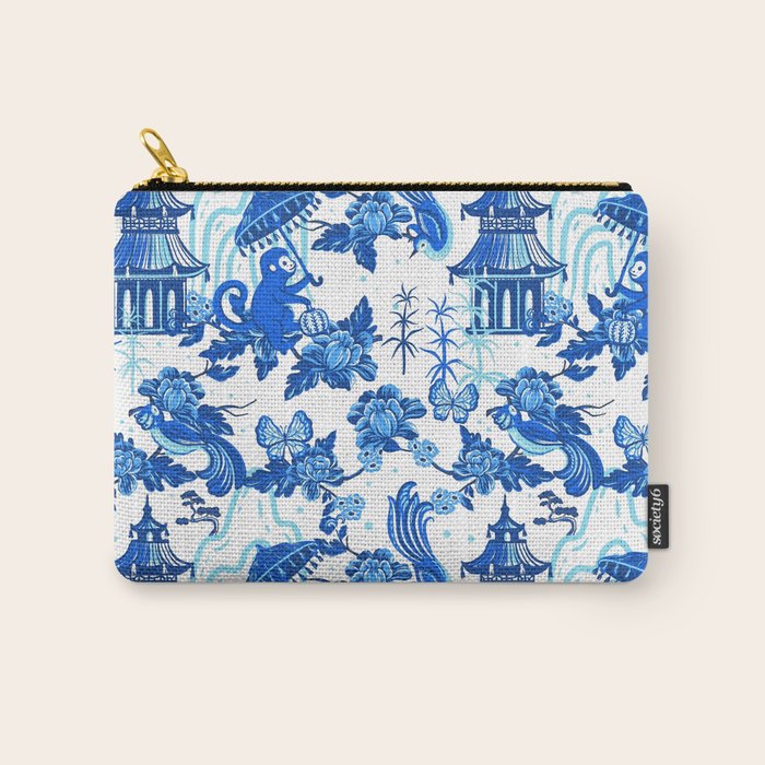 Chinoiserie Monkey Umbrella Pagodas Carry All Pouch Gallery Image 1