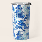 Chinoiserie Monkey Umbrella Pagodas Travel Mug Gallery Image 2