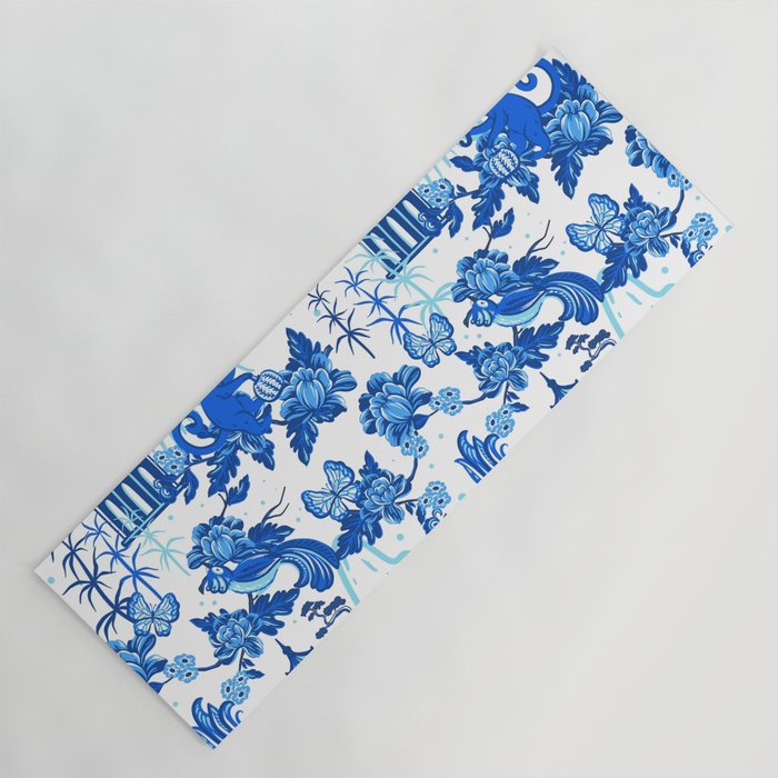Chinoiserie Monkey Umbrella Pagodas Yoga Mat Gallery Image 1