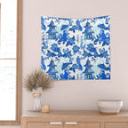 Chinoiserie Monkey Umbrella Pagodas Wall Tapestry Gallery Image 2