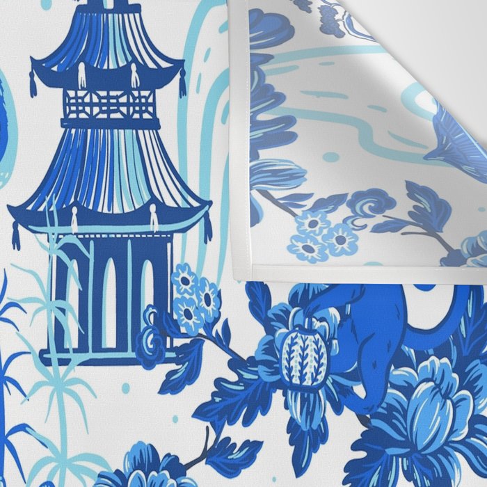 Chinoiserie Monkey Umbrella Pagodas Wall Tapestry Gallery Image 3
