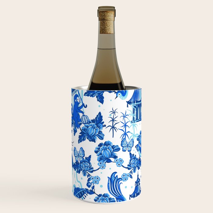 Chinoiserie Monkey Umbrella Pagodas Wine Chiller Gallery Image 1
