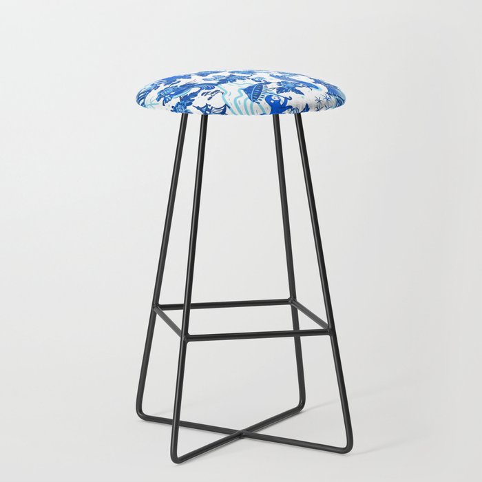 Chinoiserie Monkey Umbrella Pagodas Stool Gallery Image 1