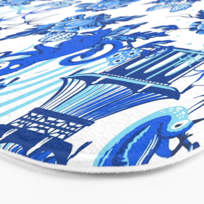 Chinoiserie Monkey Umbrella Pagodas Bath Mat Gallery Image 3