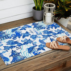 Chinoiserie Monkey Umbrella Pagodas Outdoor Rug Gallery Image 2