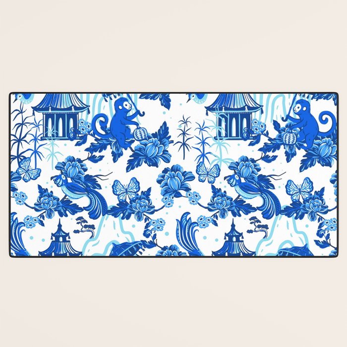Chinoiserie Monkey Umbrella Pagodas Desk Mat Gallery Image 3