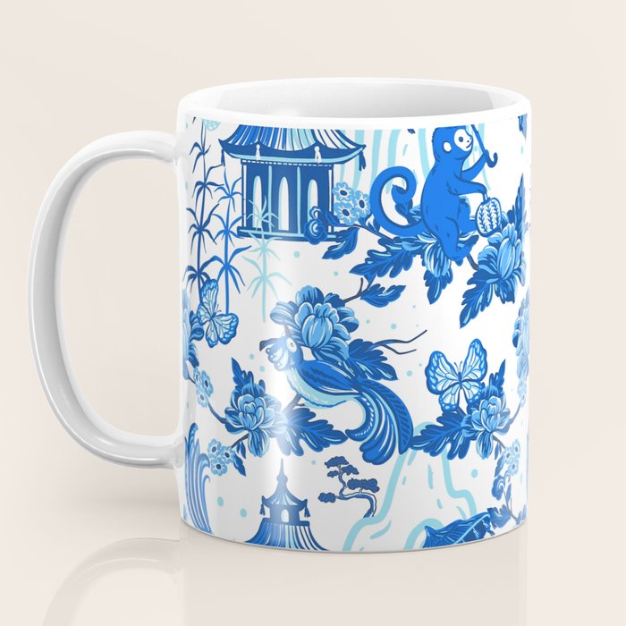 Chinoiserie Monkey Umbrella Pagodas Coffee Mug Gallery Image 3