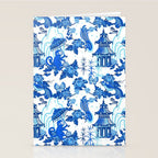 Chinoiserie Monkey Umbrella Pagodas Stationery Card Gallery Image 2