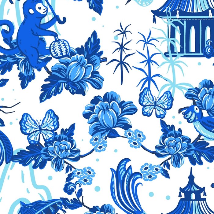 Chinoiserie Monkey Umbrella Pagodas Coffee Mug Gallery Image 2