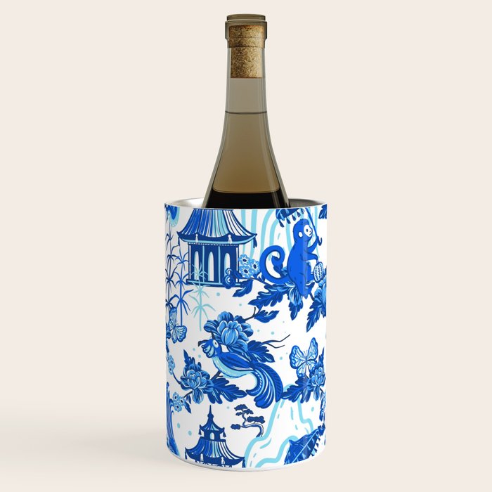 Chinoiserie Monkey Umbrella Pagodas Wine Chiller Gallery Image 2