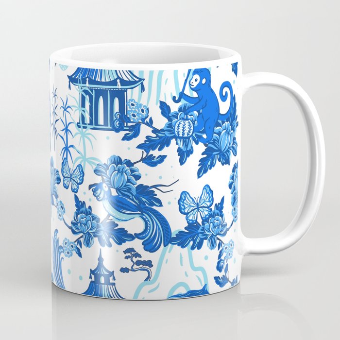 Chinoiserie Monkey Umbrella Pagodas Coffee Mug Gallery Image 1
